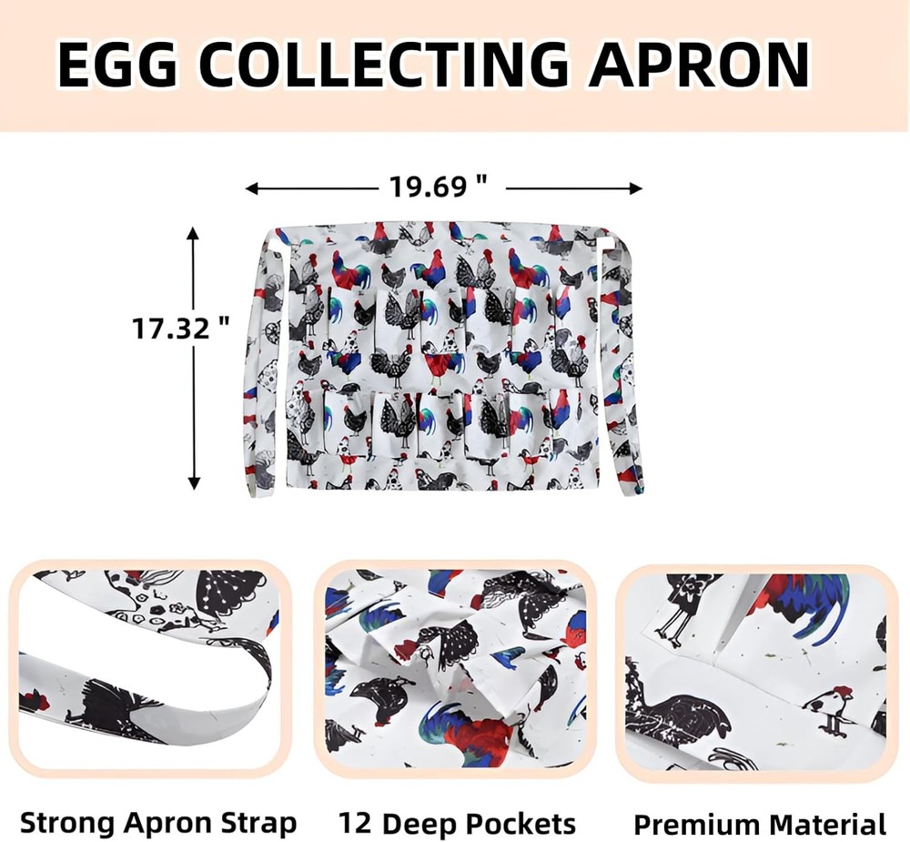 2 Pcs Chicken Egg Gathering Apron