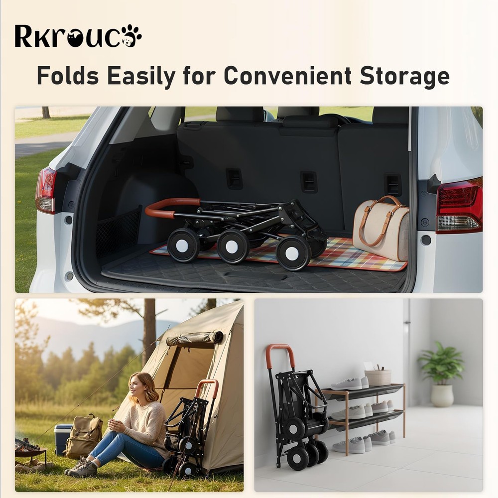 Foldable Double Pets Stroller for Dog Portable Cat Strollers for Small Medium...