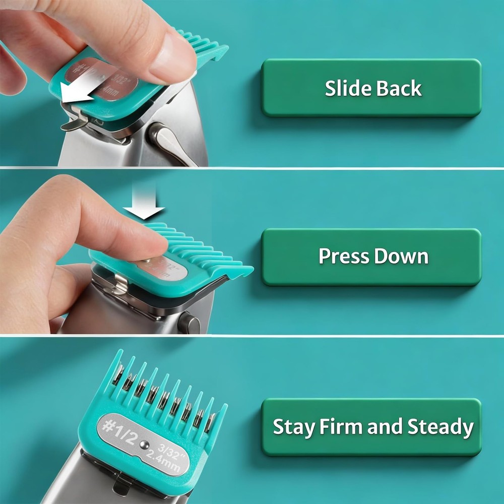 Clipper Guards Set Compatible with Andis Master, Oster Fast Feed, Andis AAC-1...