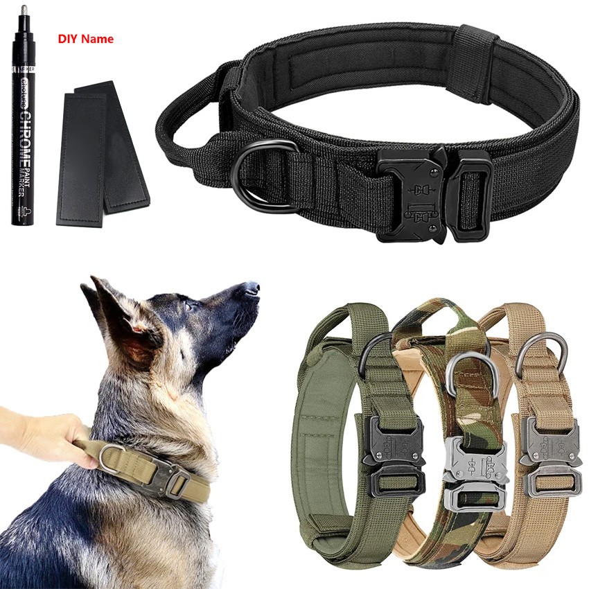 Tactical Dog Collar Traction rope Nameplate Training DIY Personalized