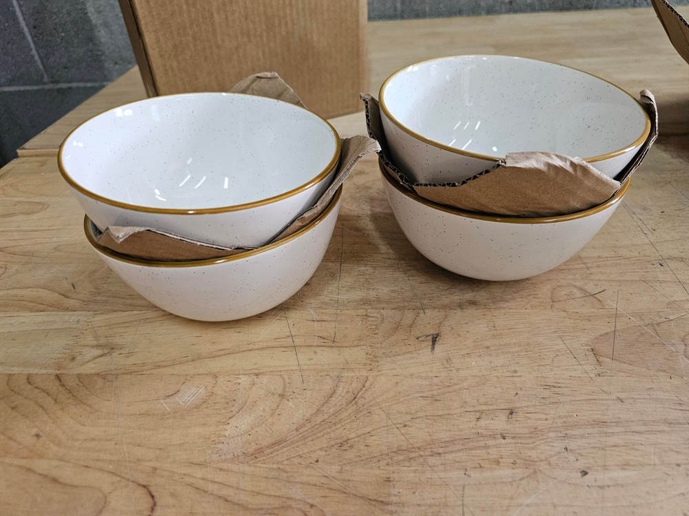 4 PACK - 6" Cereal Bowls - Over&Back Options Dinnerware Stoneware Speckled White