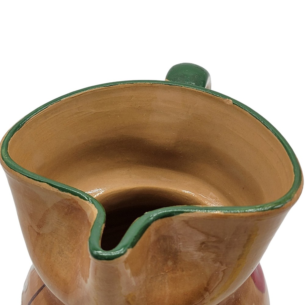 5" Brown Pottery Handled Pitcher Vase Handpainted Unsigned