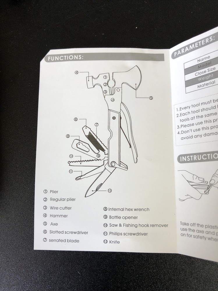 WhollyUp Multi-Functions Hammer & Axe Durable Stealth Red/Black