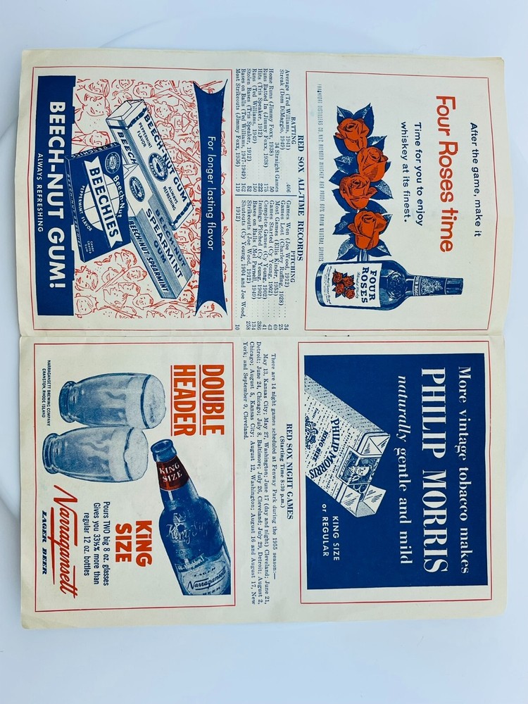 Red Sox 1955 Official Program and Score Card