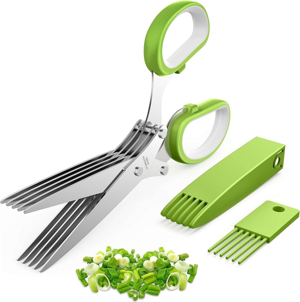 Stylish and Practical 5-Blade Herb Scissors - Perfect Gift for Culinary Lovers