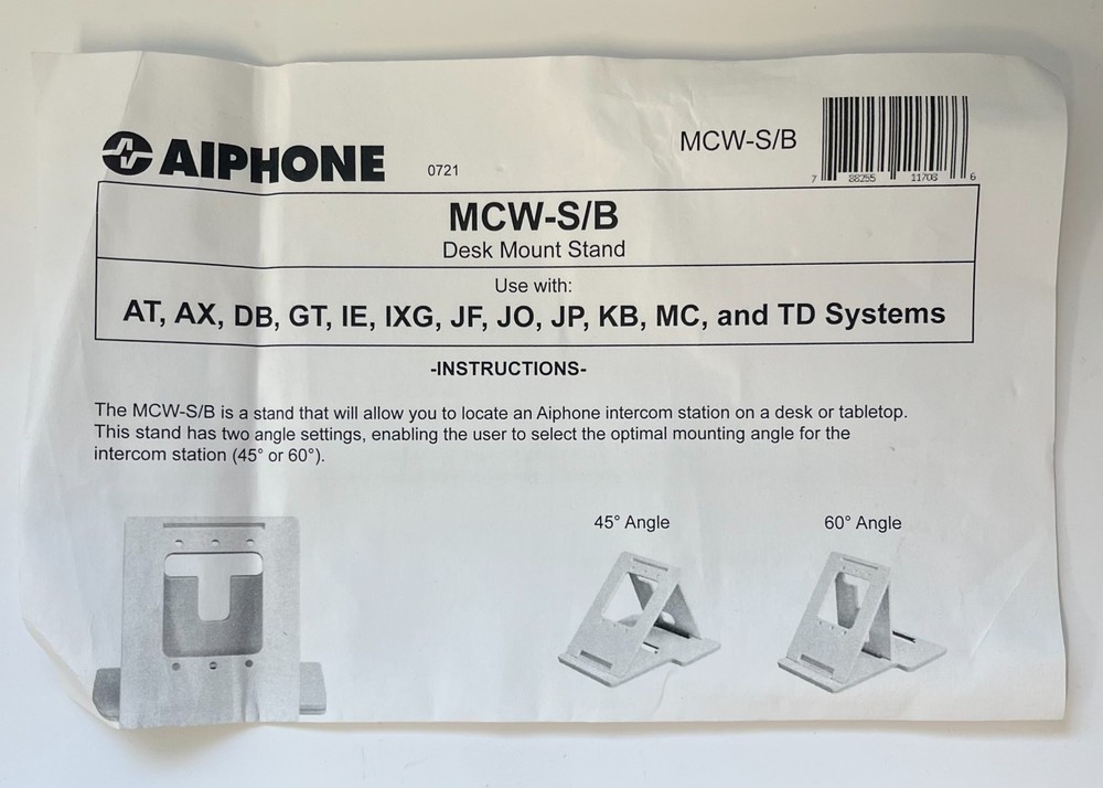 Aiphone MCW-S/B Adjustable Desk Stand