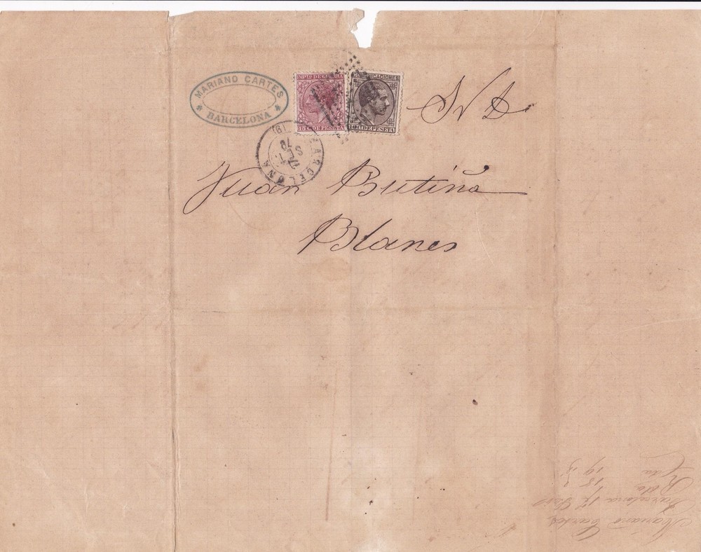 Spain 19th centuary stamps cover Ref 8413