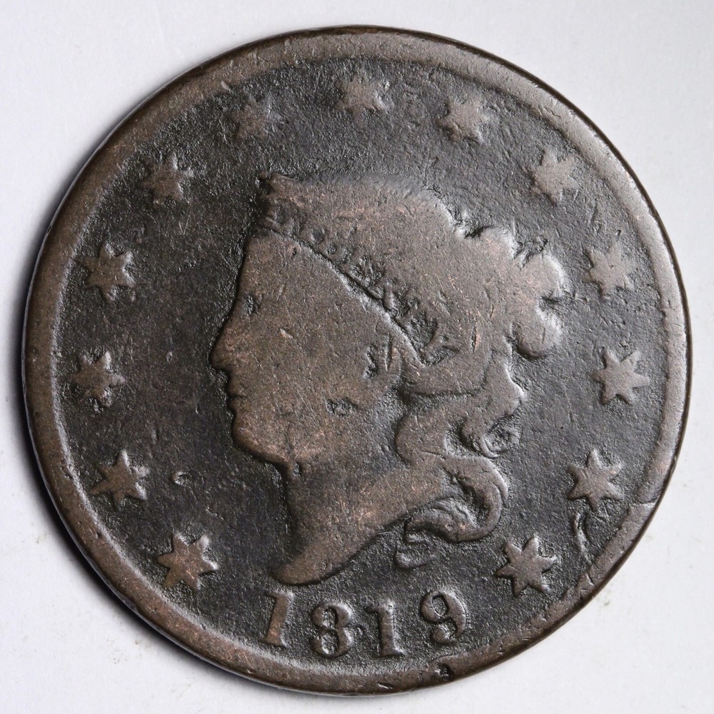 1819 Coronet Head Large Cent CHOICE VG E314 SCH