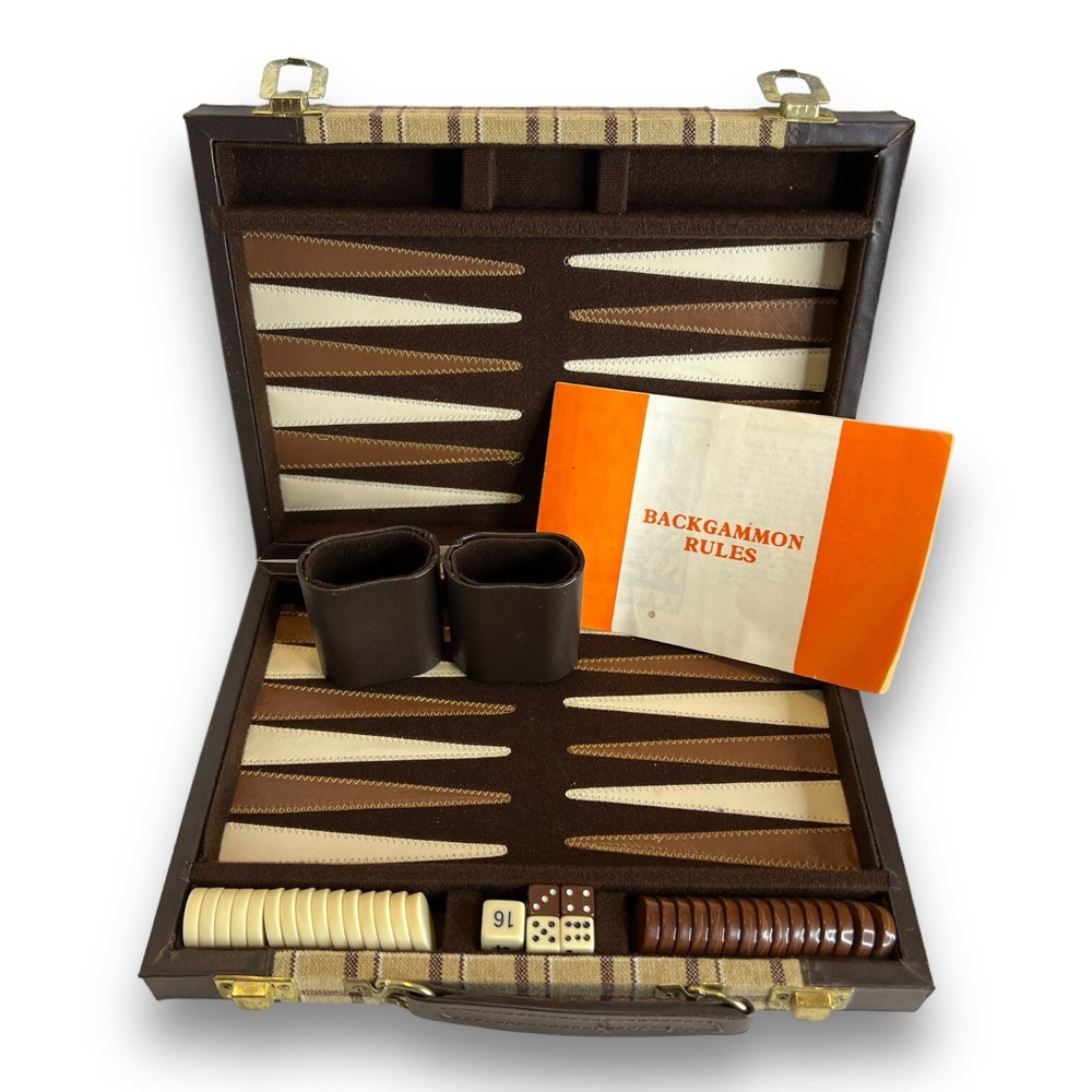 Vintage Backgammon Game Briefcase Canvas Vinyl