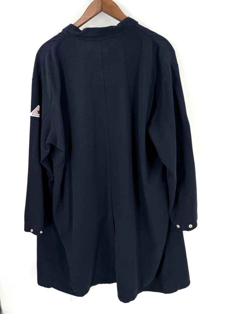 Bulwark FR Fire Retardant Concealed Snap Front Navy Blue Lab Coat Size XXL