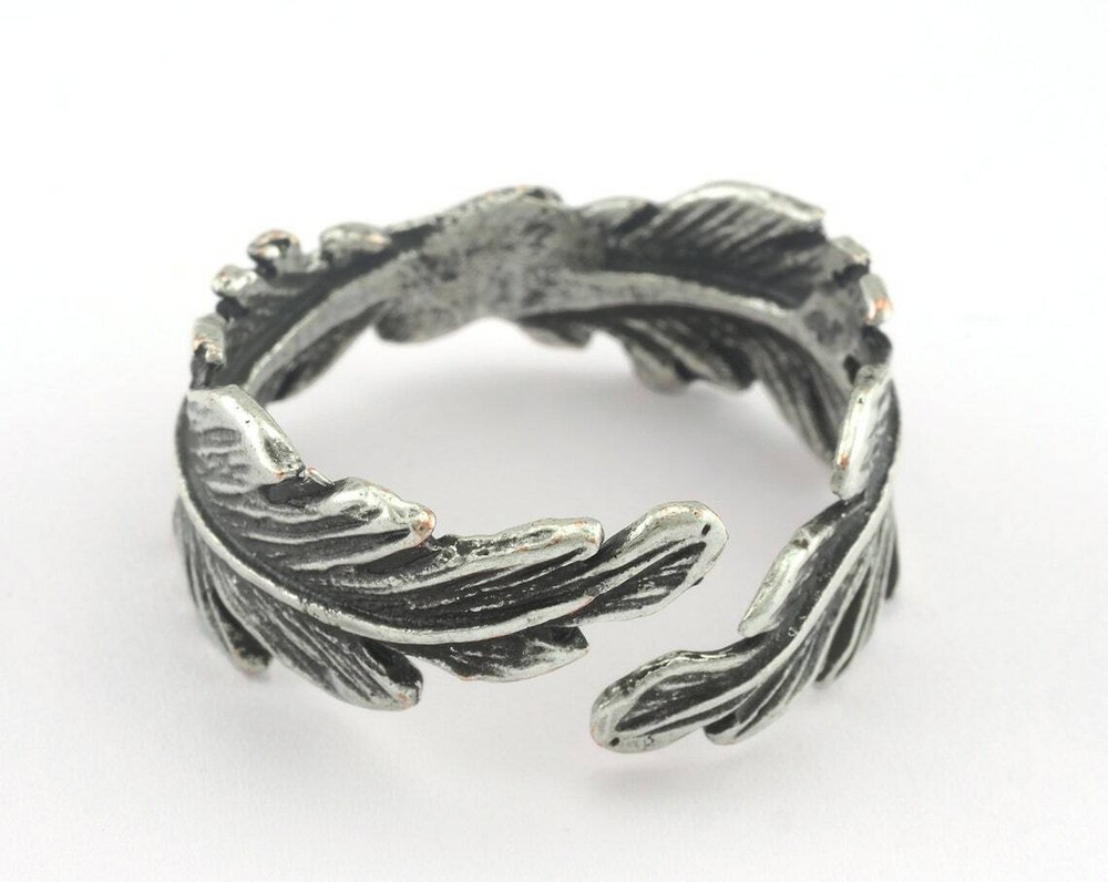 Leaf Ring Adjustable Antique Silver Plated brass (19mm 9US inner size) 3217