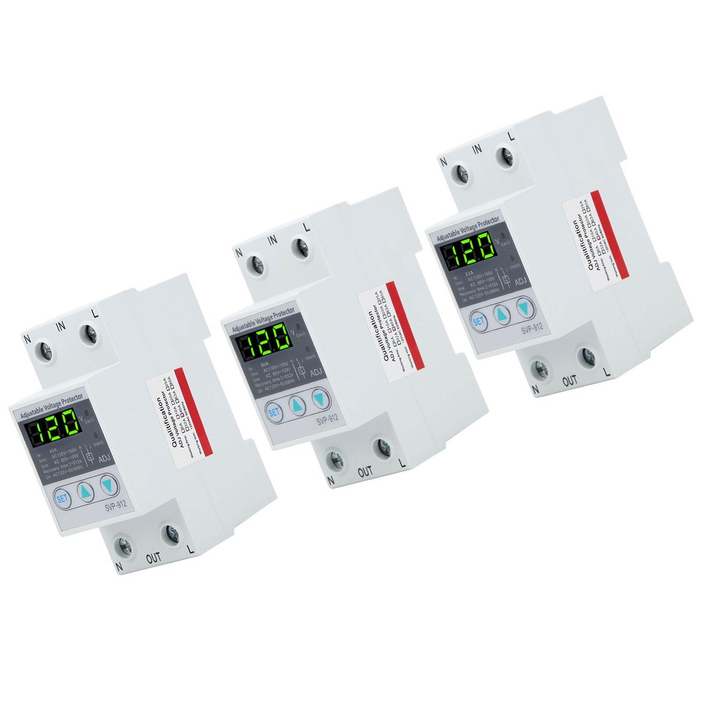 SVP‑912 120VAC Adjustable Automatic Reset Voltage Current Protector 40A/63A/80A