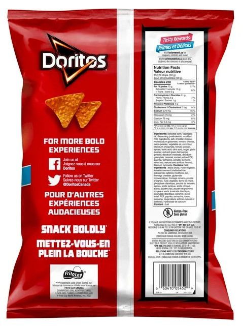 Doritos Nacho Cheese Tortilla Chips, 400g (3 Pack)