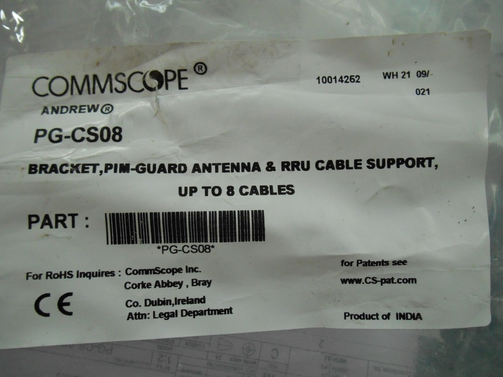 CommScope PG-CS08 PIM-Guard Antenna & RRU Cable Support Bracket up to 8 Cables