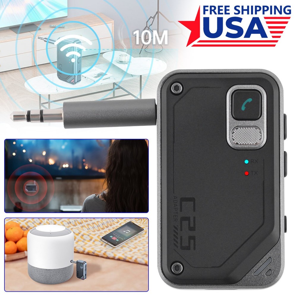 2 in 1 Wireless Bluetooth 5.3 Transmitter Receiver Adapter Audio 3.5mm Jack Aux-