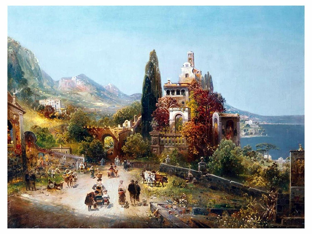 Italian Countylands Landscape by R. Alott Tile Mural Kitchen Backsplash Ceramic