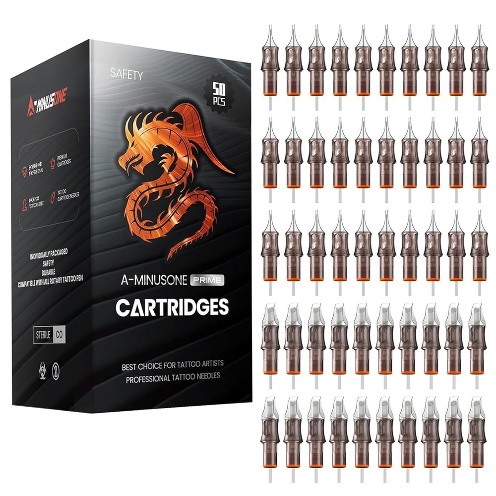 50 Assorted Disposable Tattoo Cartridge Needles - Mixed Sizes for Precision Work