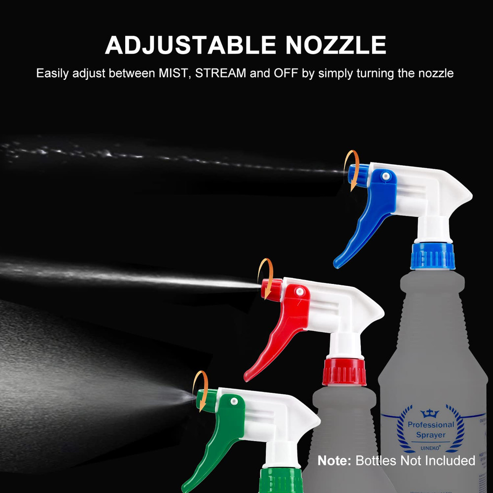 6 Pack Universal Spray Bottle Replacement Nozzle, Mist & Stream Trigger Sprayer