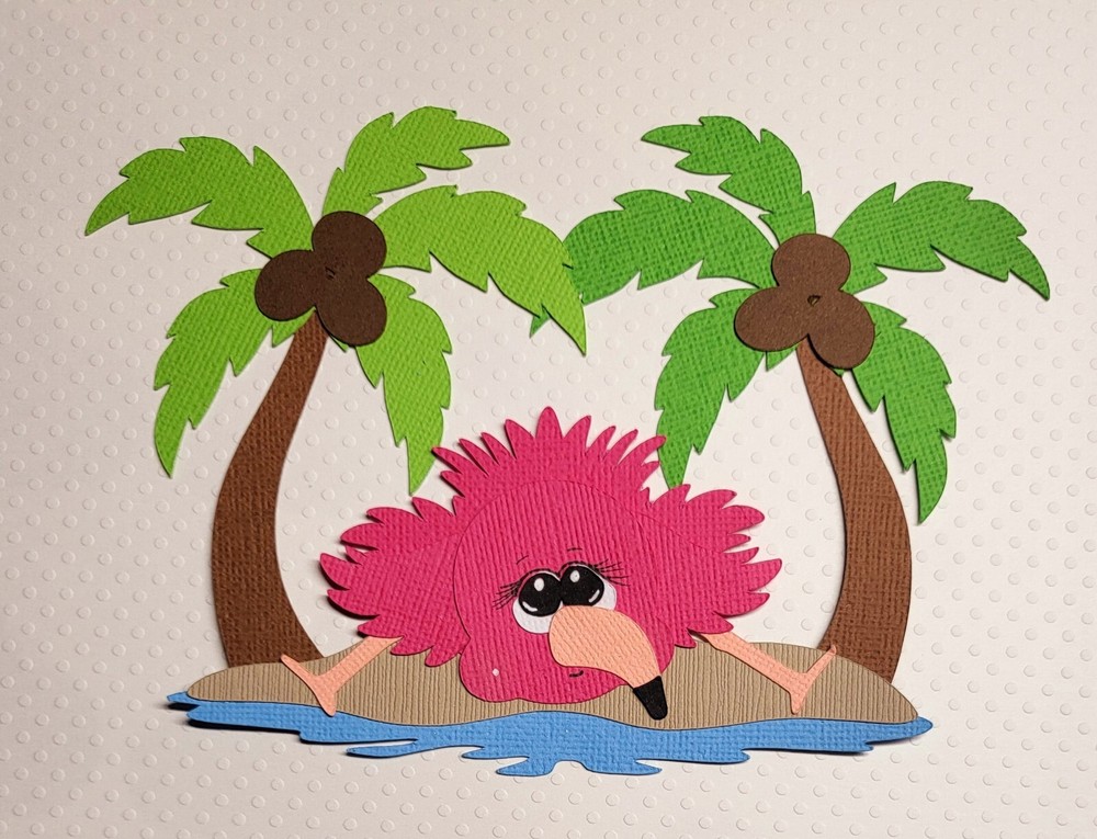 Beached Flamingo. Scrapbook, Card Making Paper Piecing