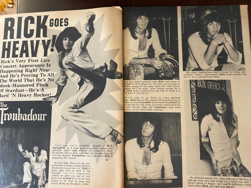 Rick Springfield, Two Page Vintage Clipping, aa