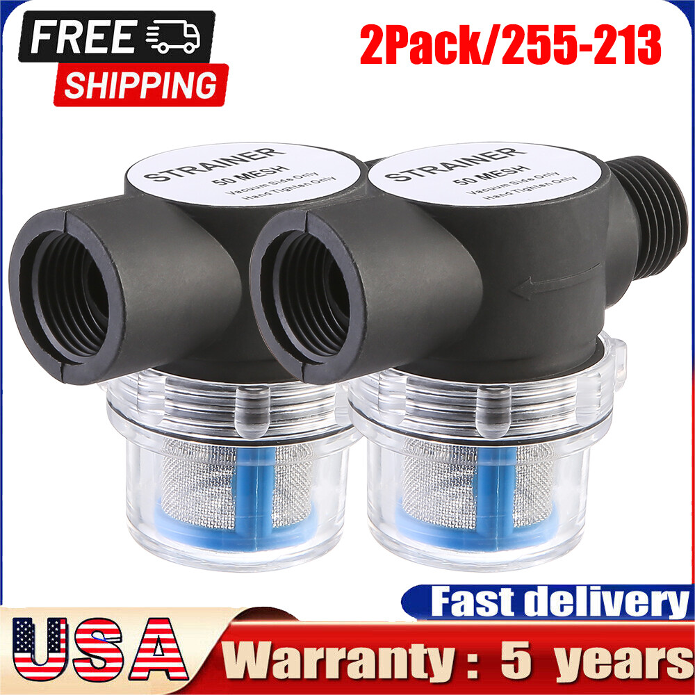 2x 1/2" 255-213 RV Water Pump Strainer Filter Camper Marine Freshwater Strainer
