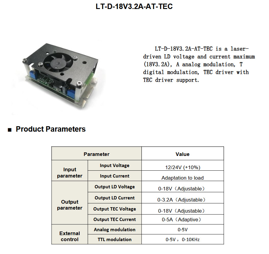 LASER TREE Laser Driver With TEC