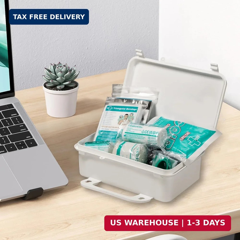 General Medi 120 Pieces Hardcase First Aid Kit - First Aid Box Includes Instant