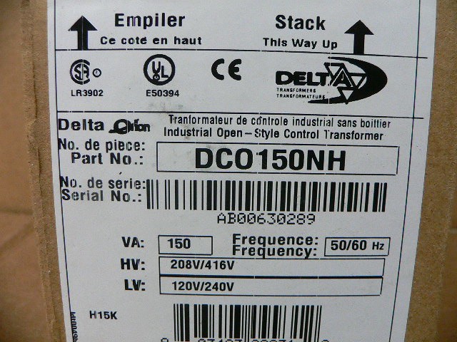 Delta Dco150nh Single Phase - Open Style Control Transformer 150Va