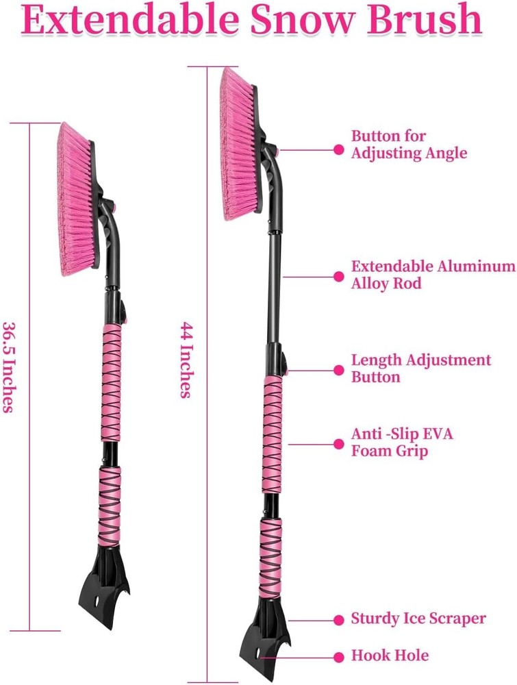 44 Inch Snow Brush for SUV, Ice Scraper for Car Windshield Window, Extendable...