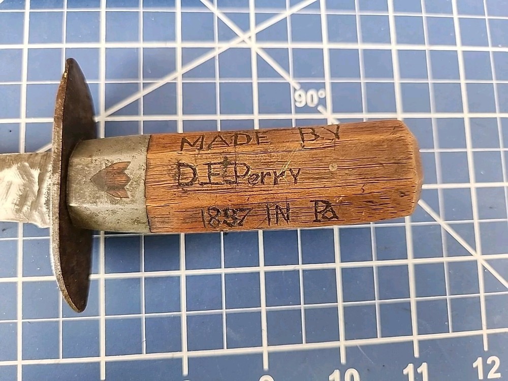 Antique D.E. Perry Handmade Custom Fighting Knife With Sheath! 1887!