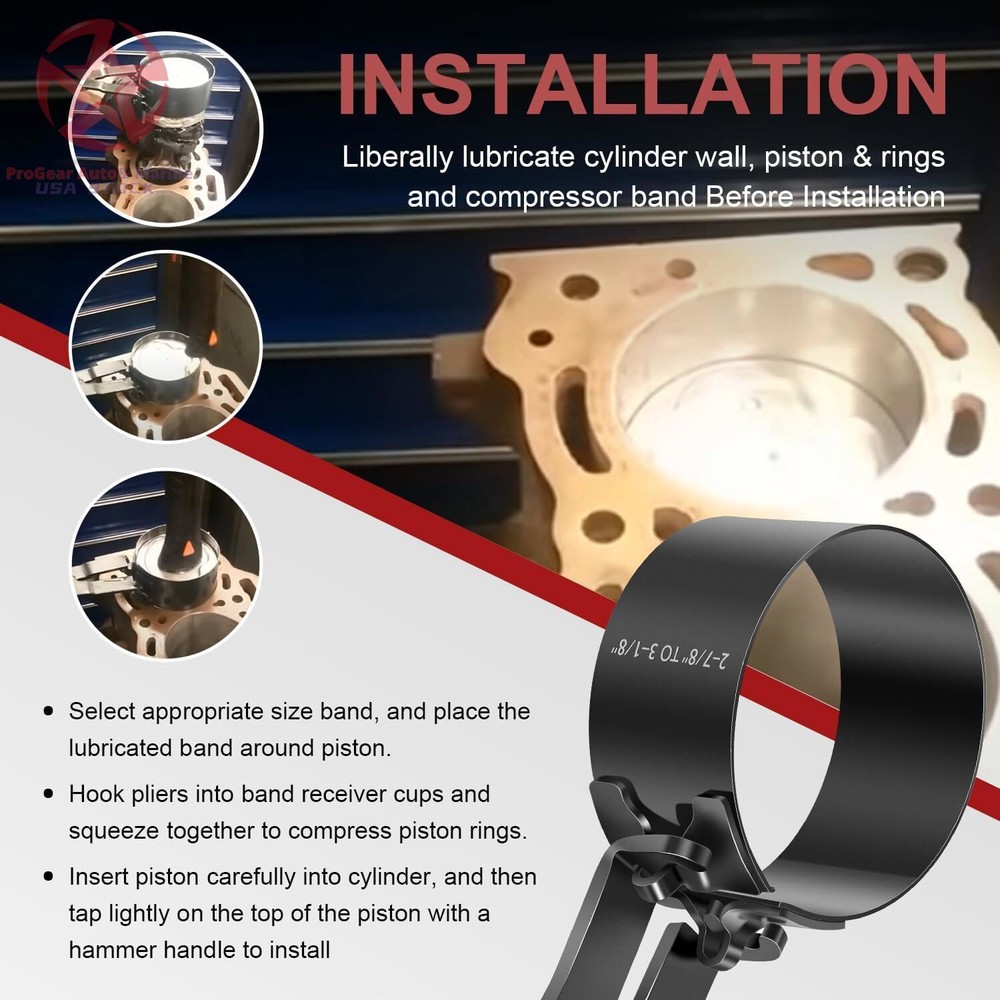 Piston Ring Compressor Kit 940387: Adjustable for Engine Piston Install
