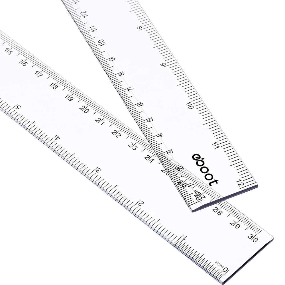 2 Pack Plastic Ruler Straight Ruler Plastic Measuring Tool for Student School Of