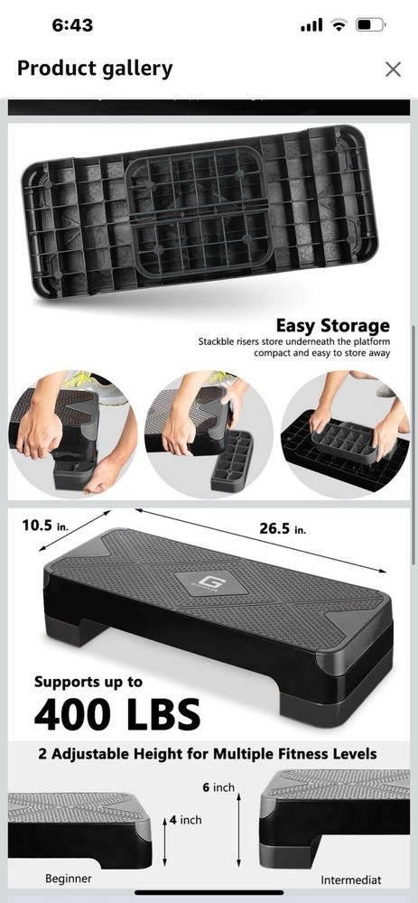 Aerobic Exercise Stepper - Adjustable Workout Platform, 26.5" Step Deck with ...