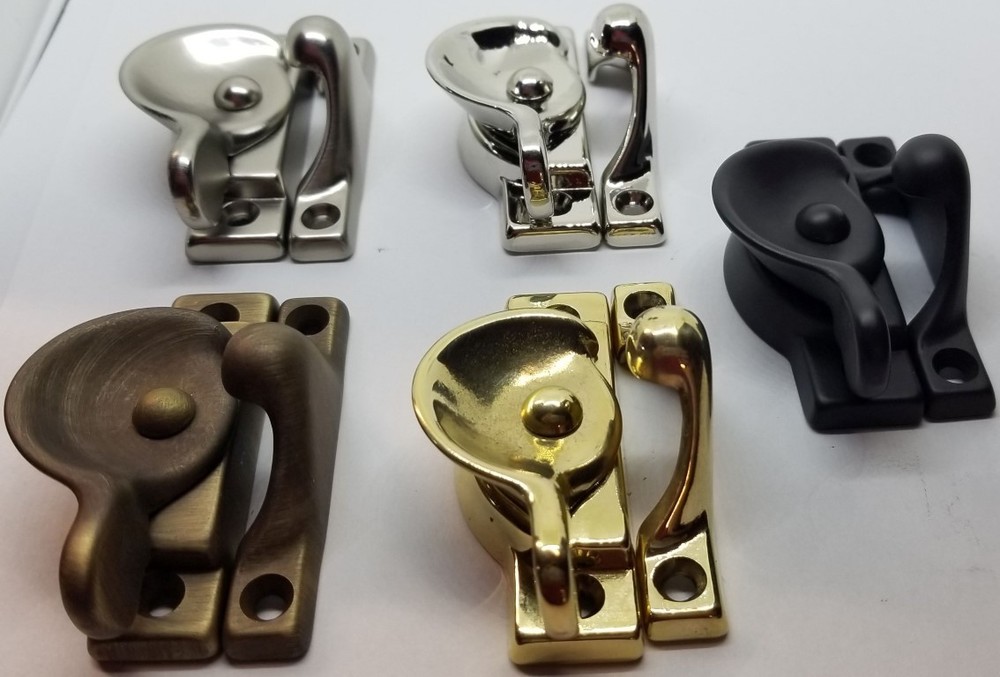 Decorative Solid Polished Brass Heavy Duty Spring Loaded Window Sash Lock Square