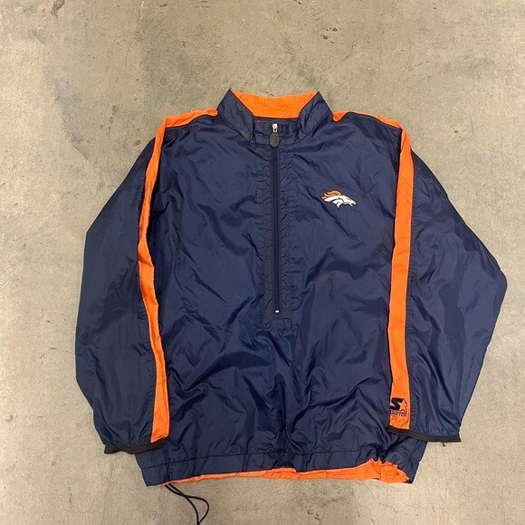 Vintage 90s Denver broncos starter front and back quarter zip pull over jacket