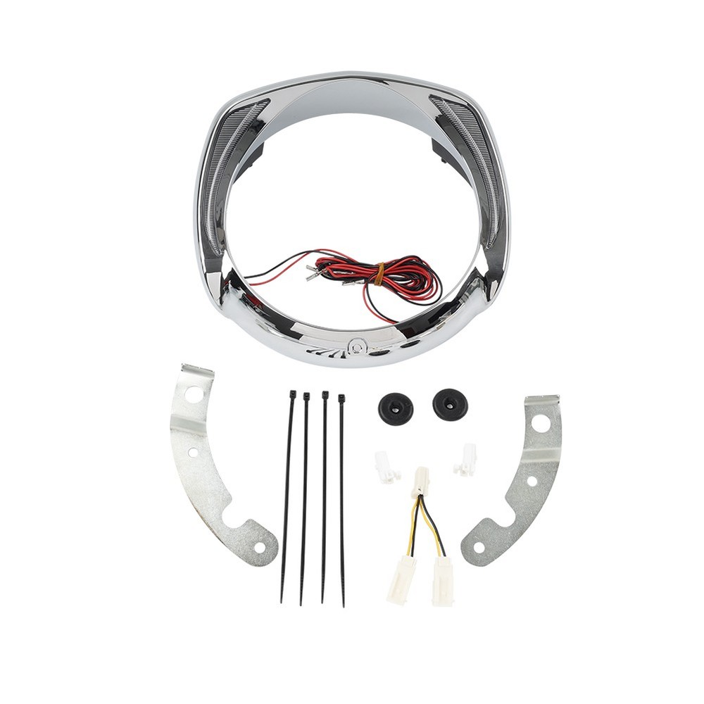 LED Headlight Bezel Visor Trim Ring For Harley Touring 2014+