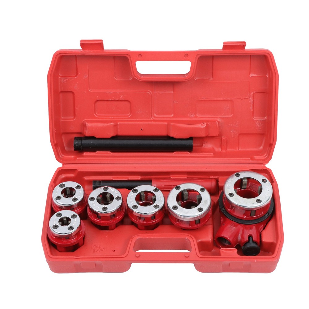 Ratcheting Pipe Threading Tool Set Ratchet Pipe Threader Kit With 6 Dies Set