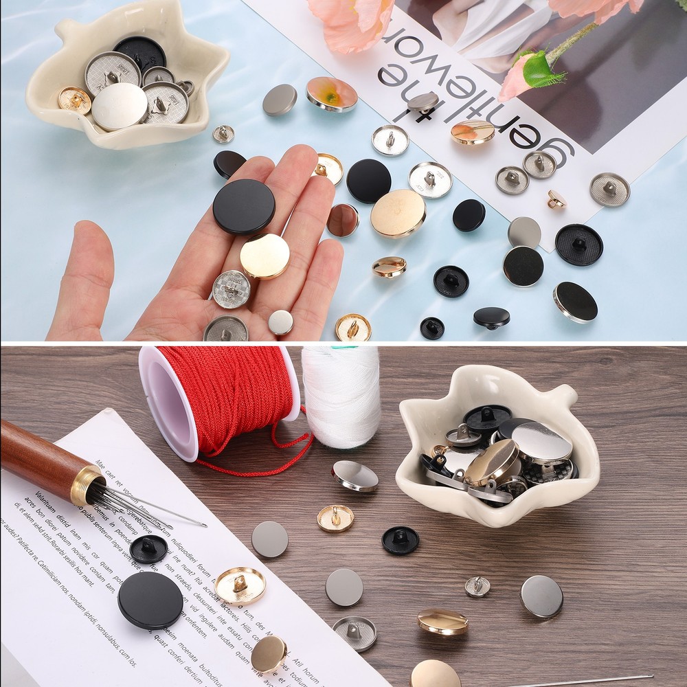 30pcs Metal Round Flat Sewing Buttons 10mm Alloy Button, Silver Tone