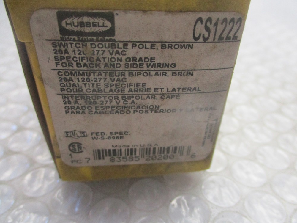HUBBELL CS1222 SWITCH BROWN NSMP