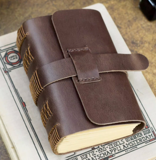 A6 Writing notes Notebook sketchbook Diary Notepad cow leather coffee brown Q297