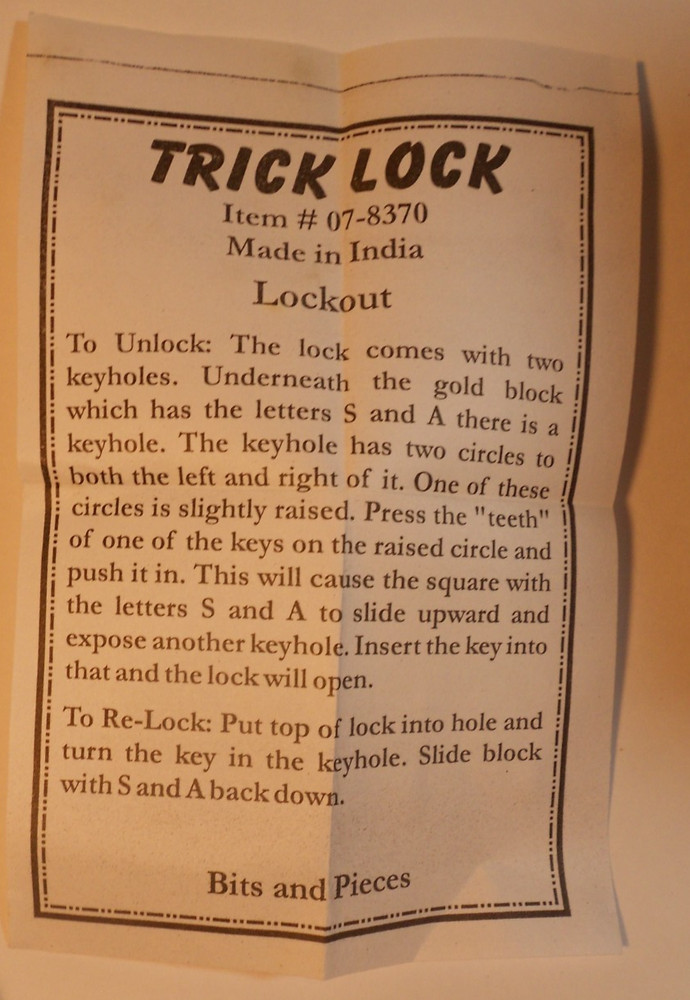 Commander Trick Lock Puzzle A4