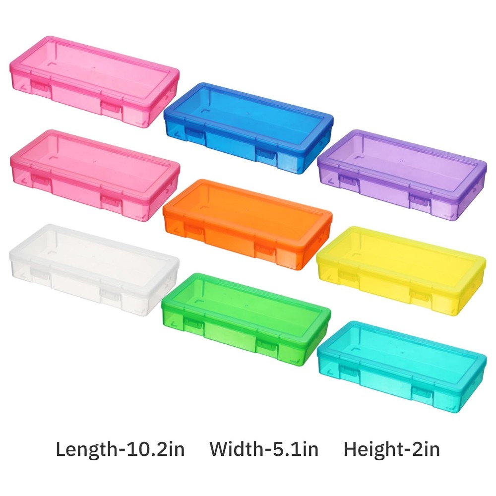 novelinks Medium Plastic Storage Boxes with Latching 9 Pack -Color