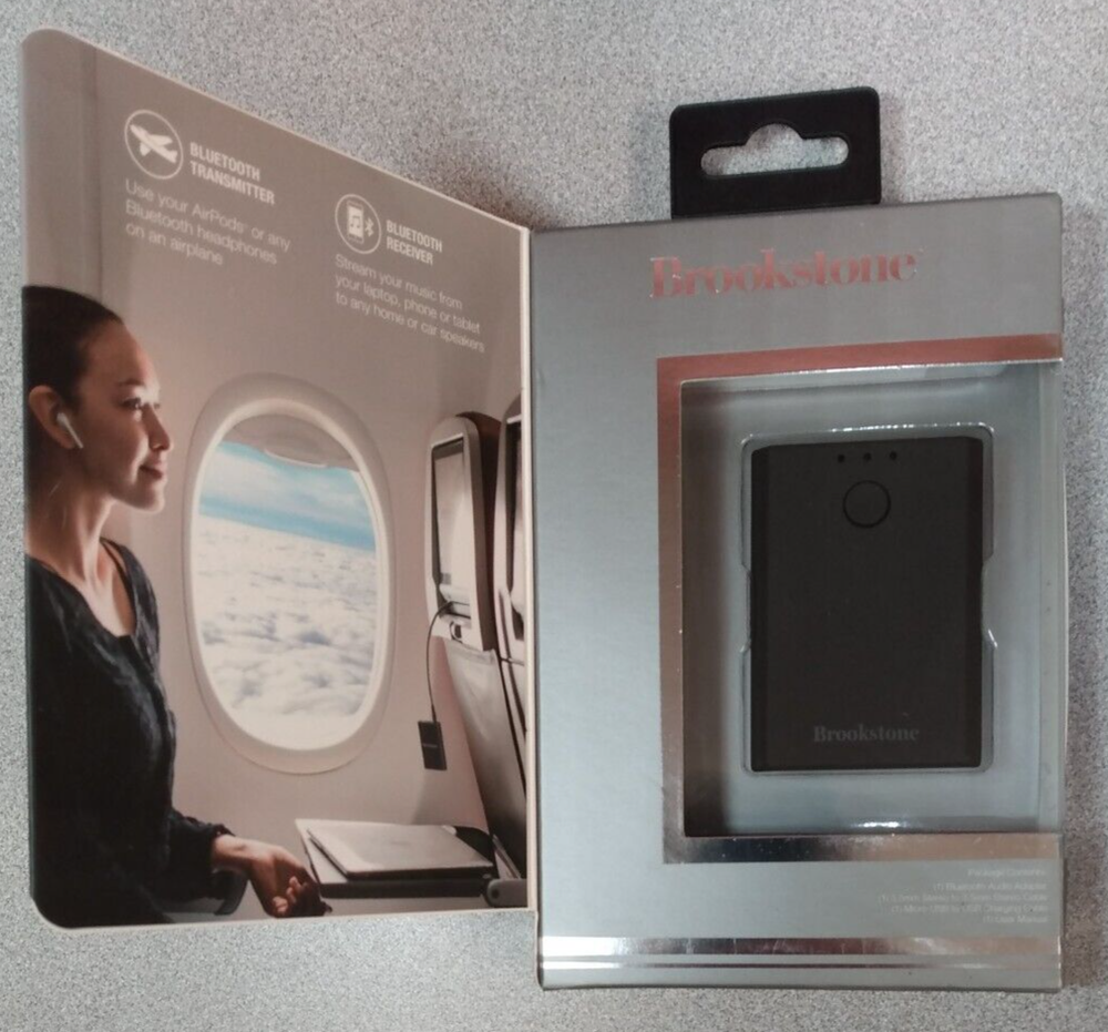 Brookstone Bluetooth Audio Adapter Transmitter & Receiver UNIVERSAL NEW 3.5mm