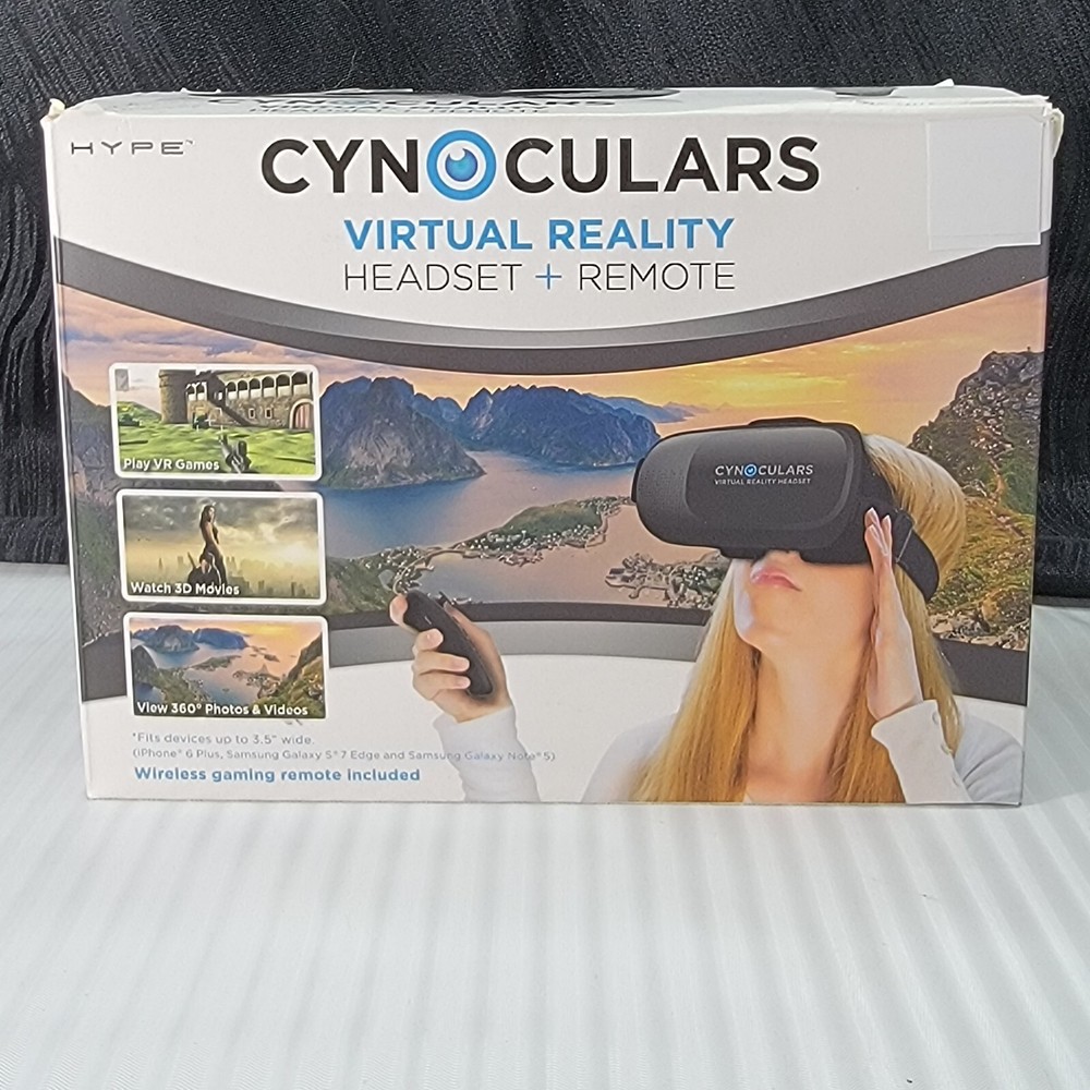 Cynoculars Virtual Reality 3D Headset Wireless - Gaming Remote Compatible