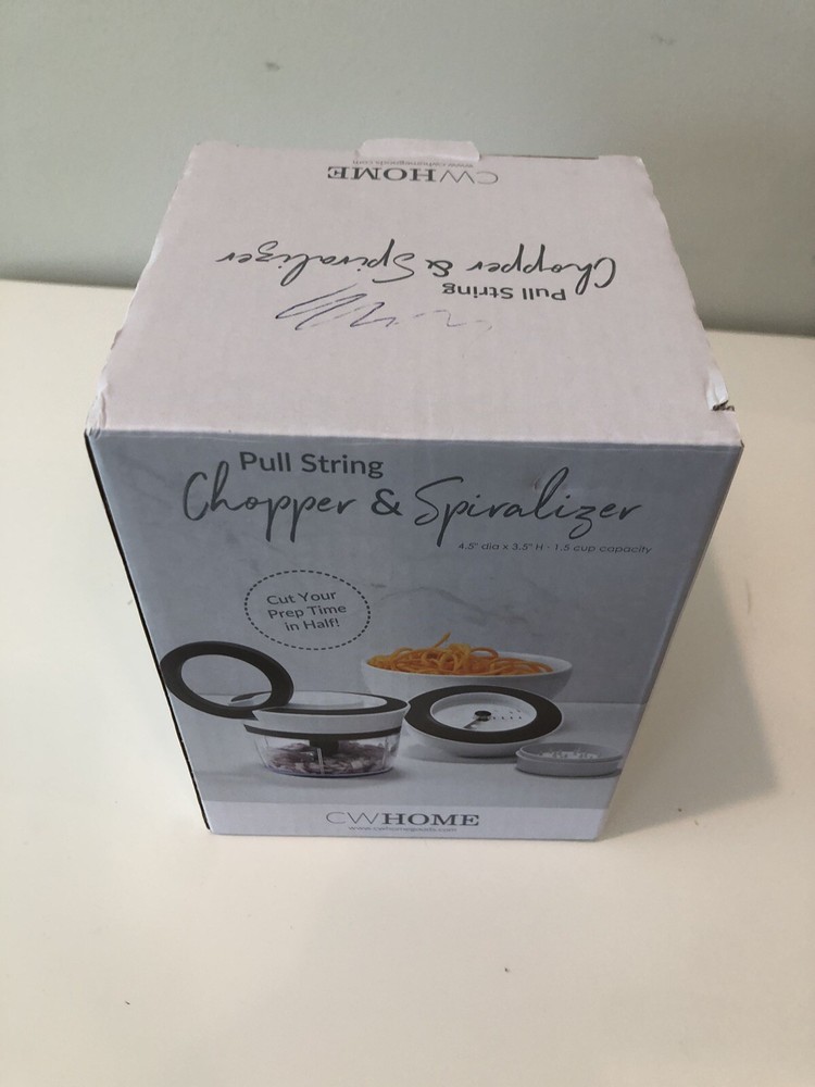 Pull String Chopper & Spiralizer 2.25 Cup Capacity By CW Home Chop NEW!