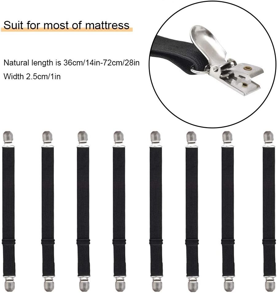 Adjustable Bed Sheet Holders - 8 Piece Set for Comfort and Style