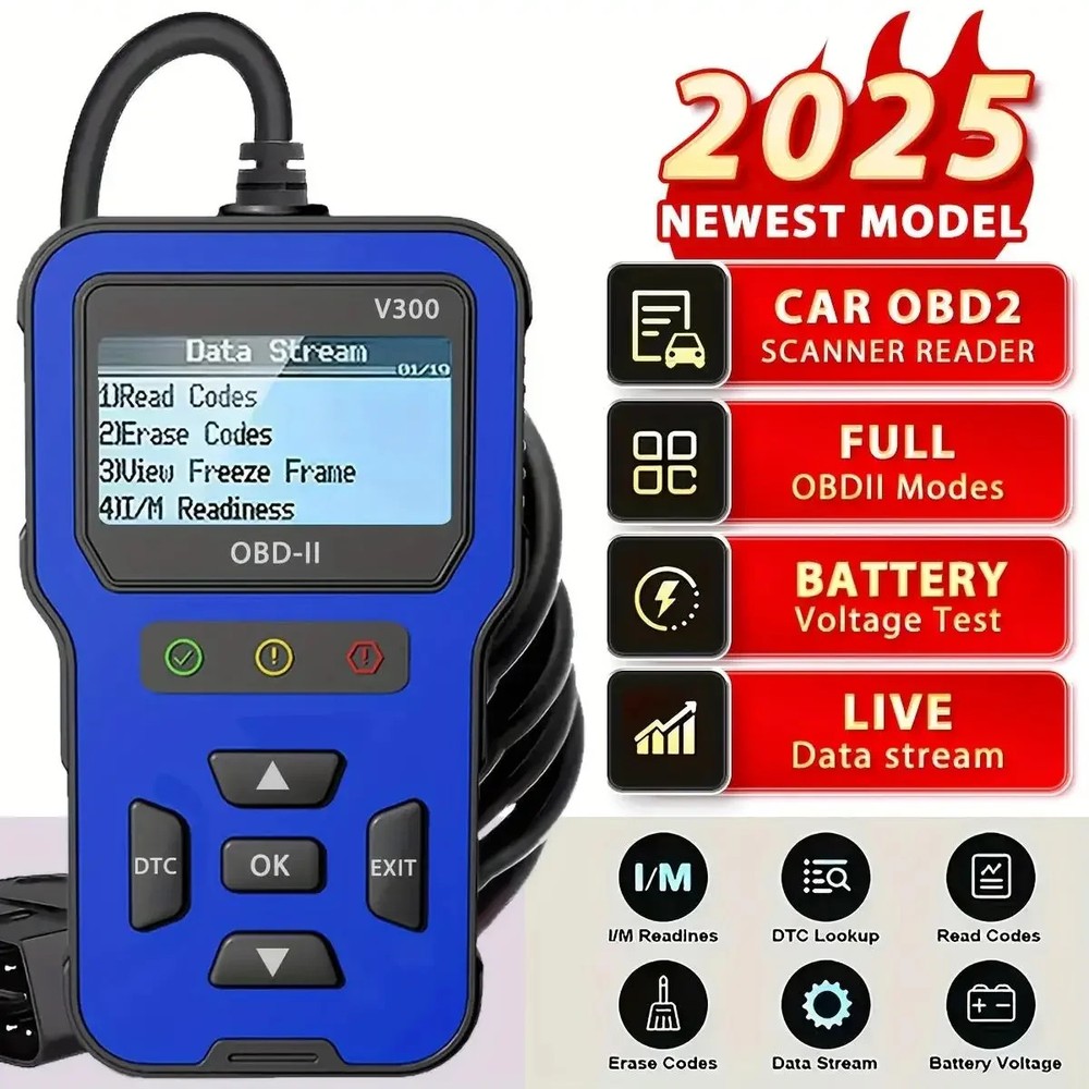 OBD2 Scanner Diagnostic Tool - Complete Fault Code Reader, Clear Error Codes