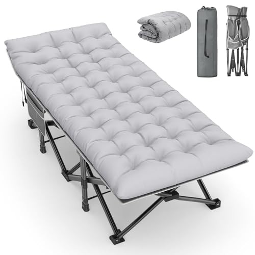 Oversized XXL Camping Cot, Folding Cot for Adults, XX-Large Grey Cot/Grey Pad