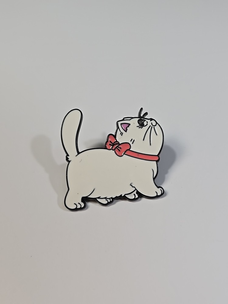 Cute White Cat With Tail Up Lapel Pin