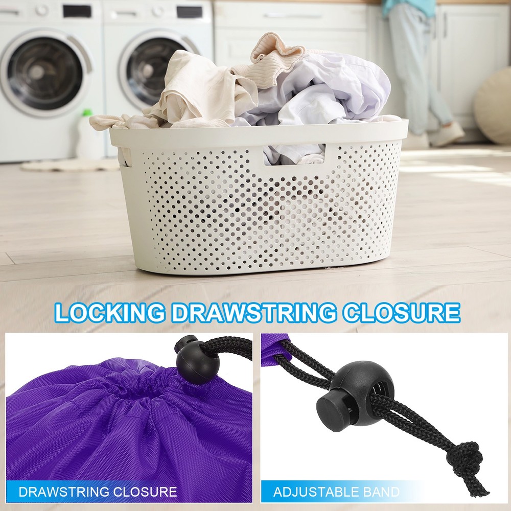 2Pcs 12"x9" Polyester Laundry Bag Travel with Drawstring Closure, Purple